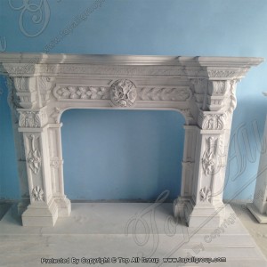 Home decoration elegant natural indoor carved marble fireplace TAFM-032