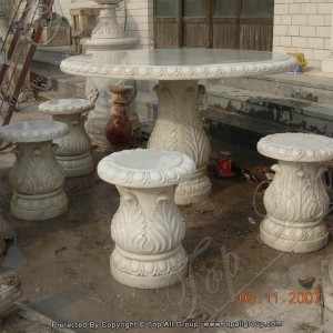 Hot Sale Garden Stone Table Modern Dekoratif Tabel Marmer Bunder For Sale TAMB-037