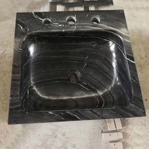 Black wood marble sinks square shape TASS-050