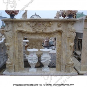 Indoor Decoration Natural Yellow Marble Fireplace TAFM-036