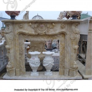 Panloob na Dekorasyon Natural Yellow Marble Fireplace TAFM-036