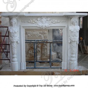 Indoor Use Fireplace Mantellum of Natural Stone Marble Fireplace TAFM-025