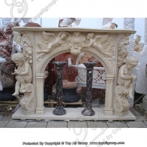 Qapalı sarı mərmər kamin Daş şömine mantel TAFM-021