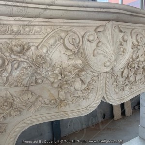Italienischer geschnitzter Marmorstatuen-Kamin-Umrandungsrahmen TAFM-012