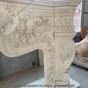 Italiensk snidad marmorstaty Mantel Öppen spis Surroundram TAFM-012