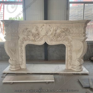 Italian Carved Marble Statue Mantel Fireplace Surround Frame TAFM-012