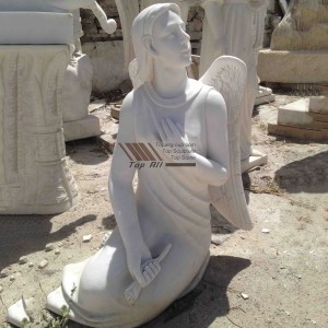 Short Lead Time for Black Granite Headstone - kneeling White Marble Angel Sculpture TSAS-020 – Top All Group