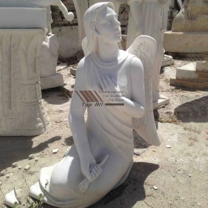 nakaluhod na White Marble Angel Sculpture TSAS-020