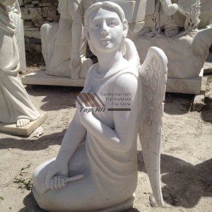 Escultura d'àngel de marbre blanc agenollat ​​TSAS-020