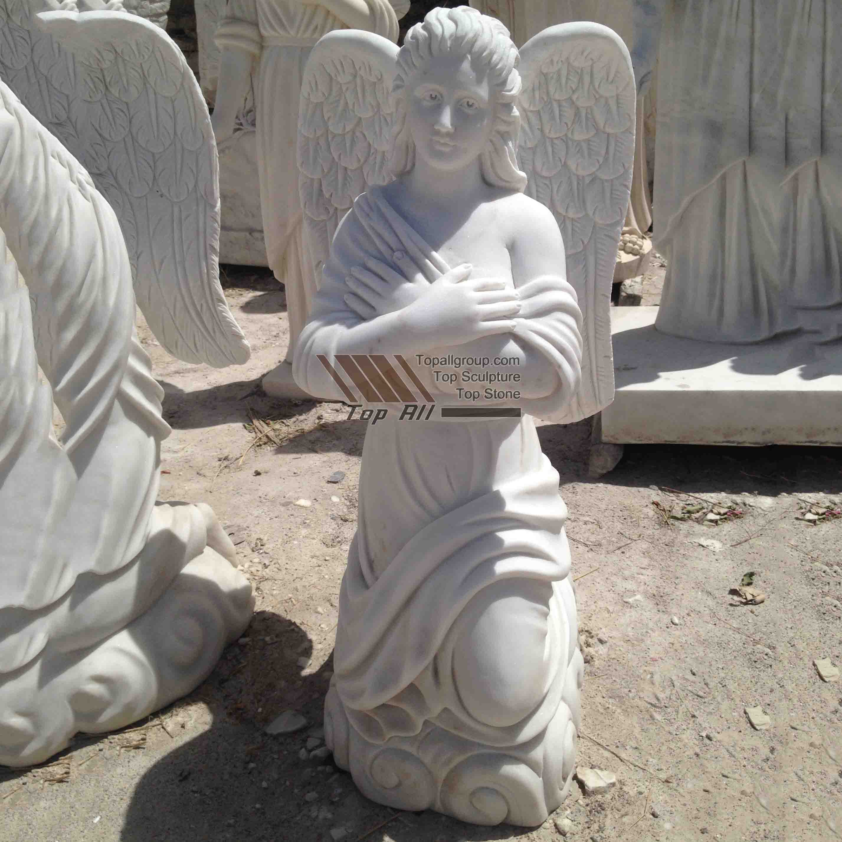 Kneeling Angel Life Size Marble Sculpture 1