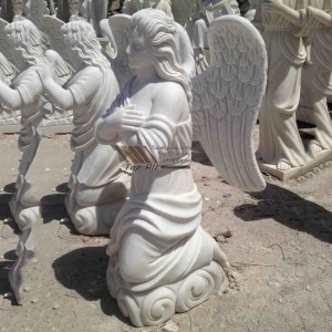 Escultura de mármore em tamanho real de anjo ajoelhado-022