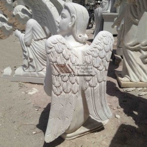 Escultura de mármore em tamanho real de anjo ajoelhado-022