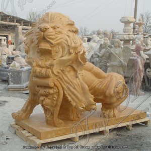 L200cm Garden Yellow Marble Lion Sculpture TAAS-027