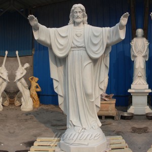 Outdoor sacred heart famous Jesus statues made of white marble TARS029