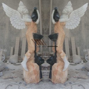 Size Angelus Marmor statua cum vase flore TSAS-009