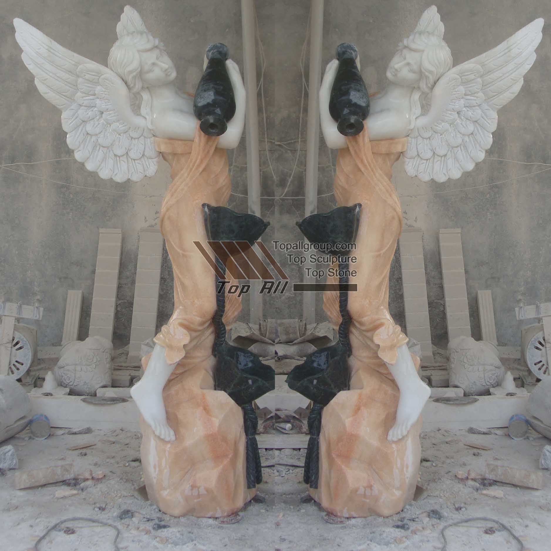Life Size Angel Marble Statue with flower vase 1