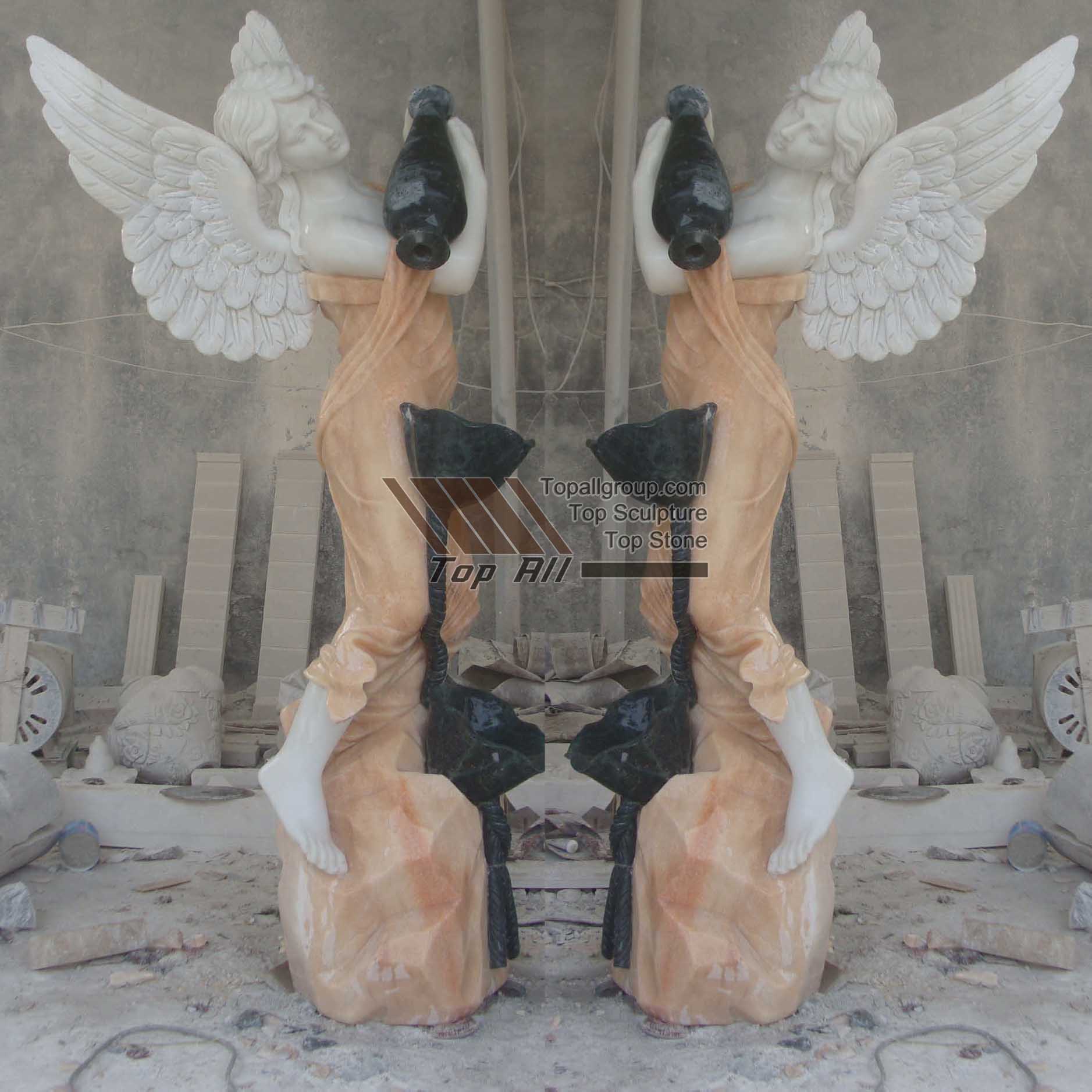 Hot-selling Artificial Stone Kitchen Sinks -
 Life Size Angel Marble Statue with flower vase TSAS-009 – Top All Group