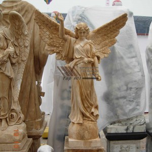 Life Size Yellow Marble Angel Sculpture TSAS-011