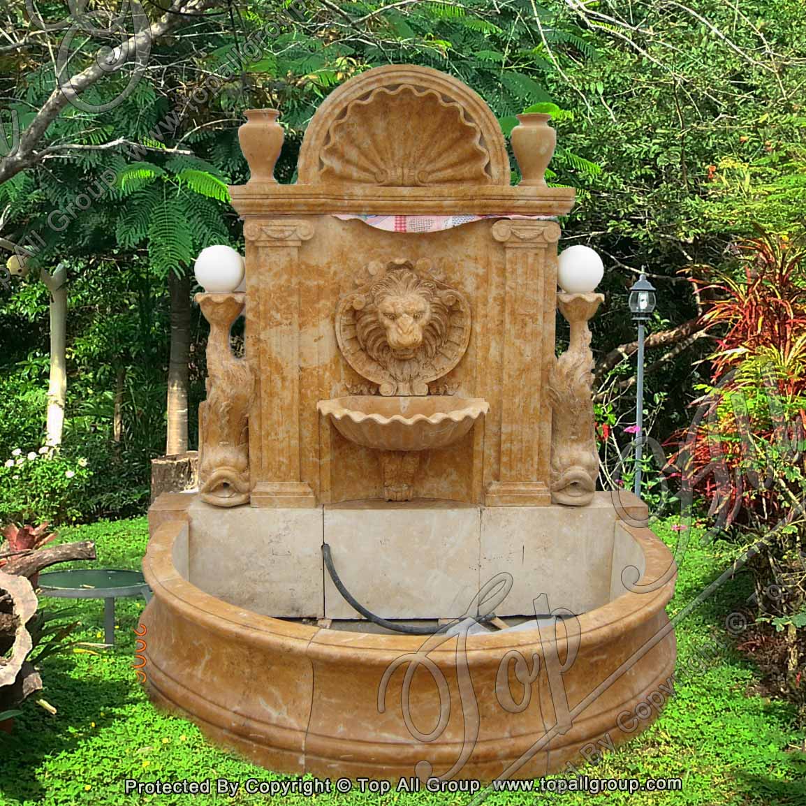 Lion Head Marble Wall Fountain