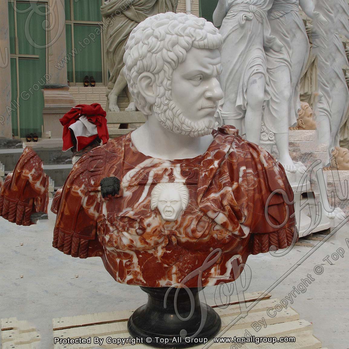 Marble Bust with Antique Looking Stone Bust Sculpture Statue