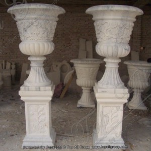 Marble Outdoor Flowerpot Para sa Hardin TAFV-027