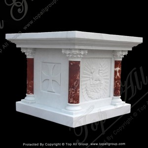 Altar relixioso de mármore con deseños de columnas TARS040