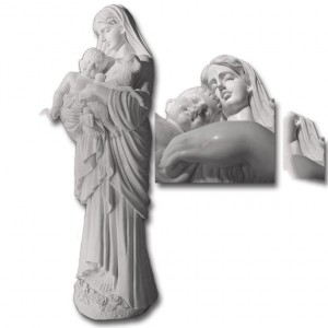 מרי עם תינוק וכבש פסל שיש לבן TARS018