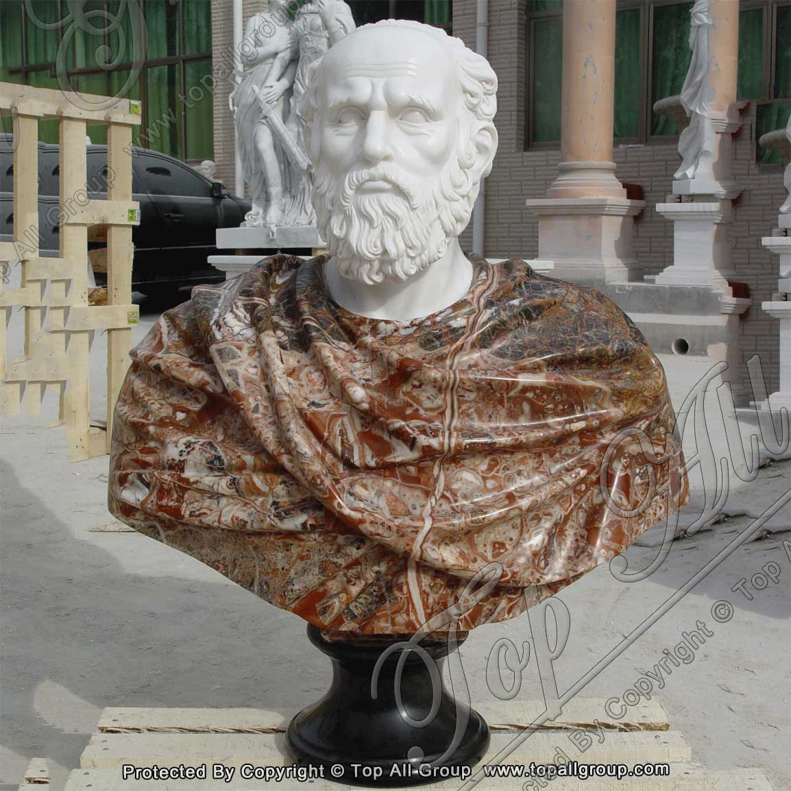 Mixcolor Marble Bust Statue with Hand Carved