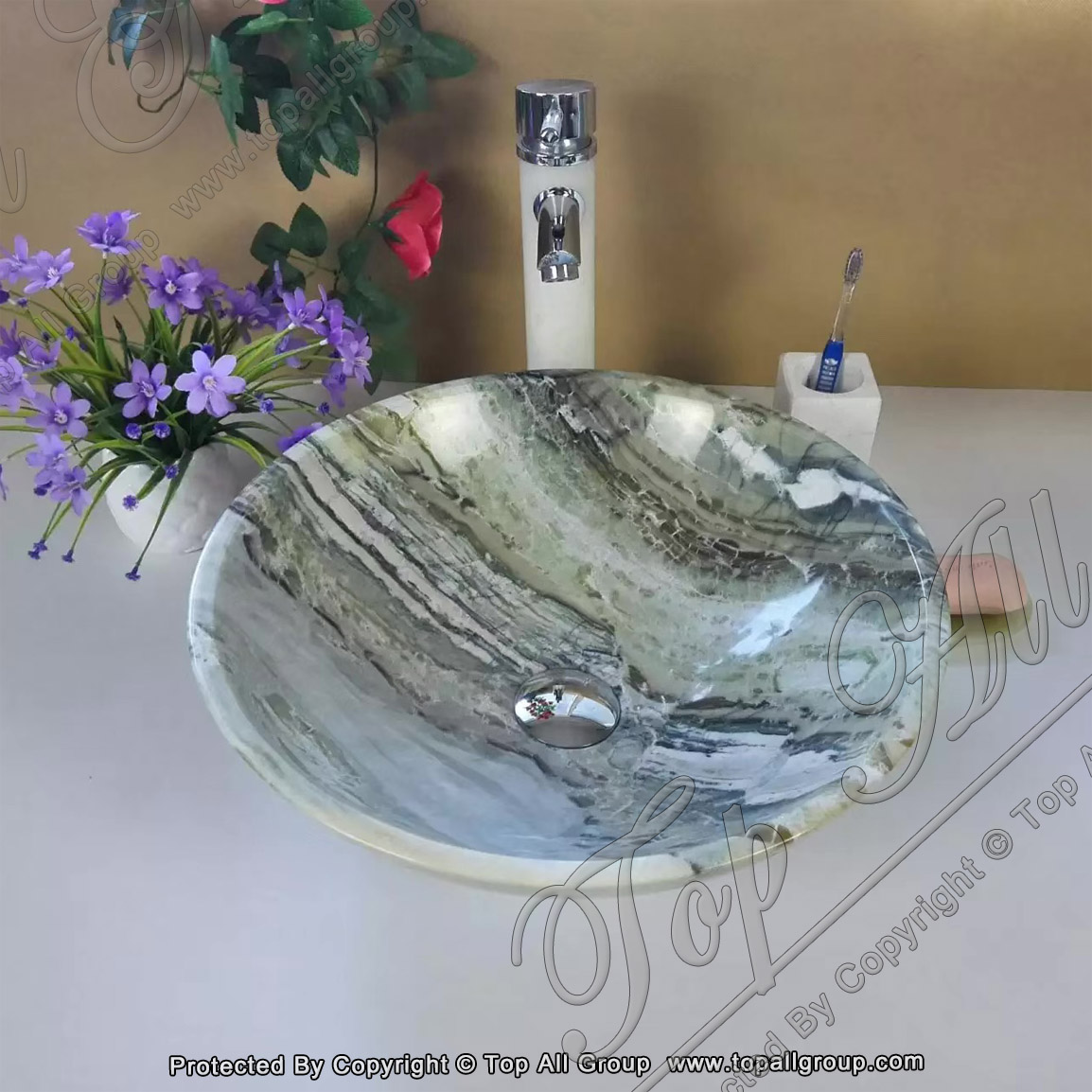 Modern Style Green Marble Wash Basin TASS-039 detail pictures