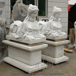 Mytologisk hybrid kvinnlig romersk sfinx-marmorskulptur TAAS-011