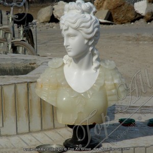 Natural Marble Indoor Decorative Veiled Lady Bust Statues TABS-017