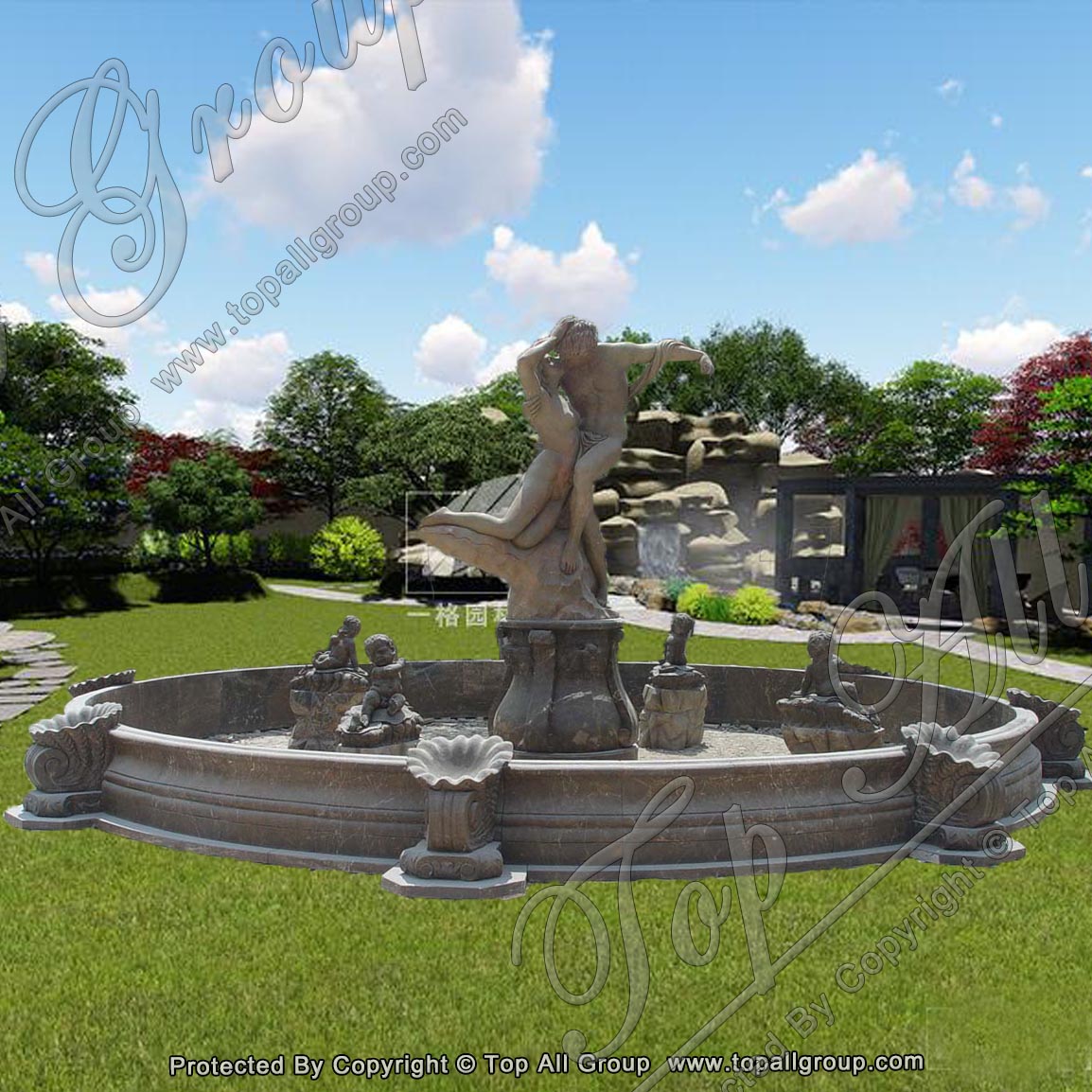 Natural Stone Carving Outdoor Water Feature Fountain