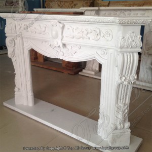 Natural White Carved Marble Fireplace TAFM-030