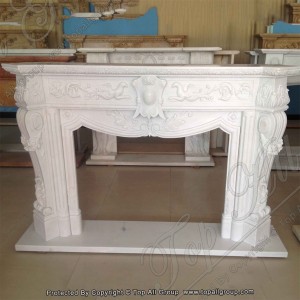 Natural White Carved Marble Fireplace TAFM-030
