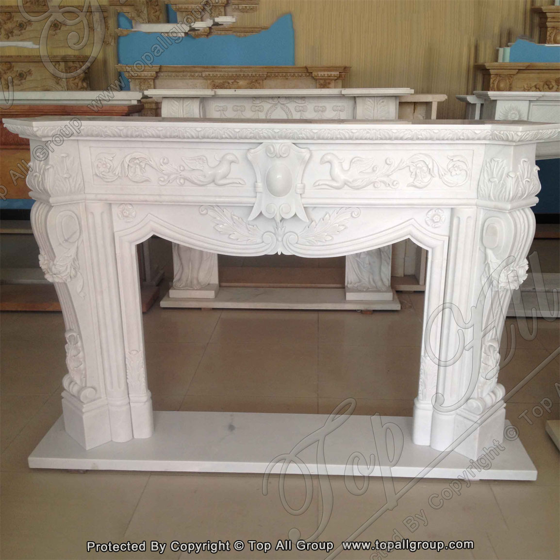 Natural White Carved Marble Fireplace TAFM-030 Featured Image