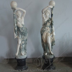Làmpada d'escultura de dama de pedra de marbre blanc natural TALP-019