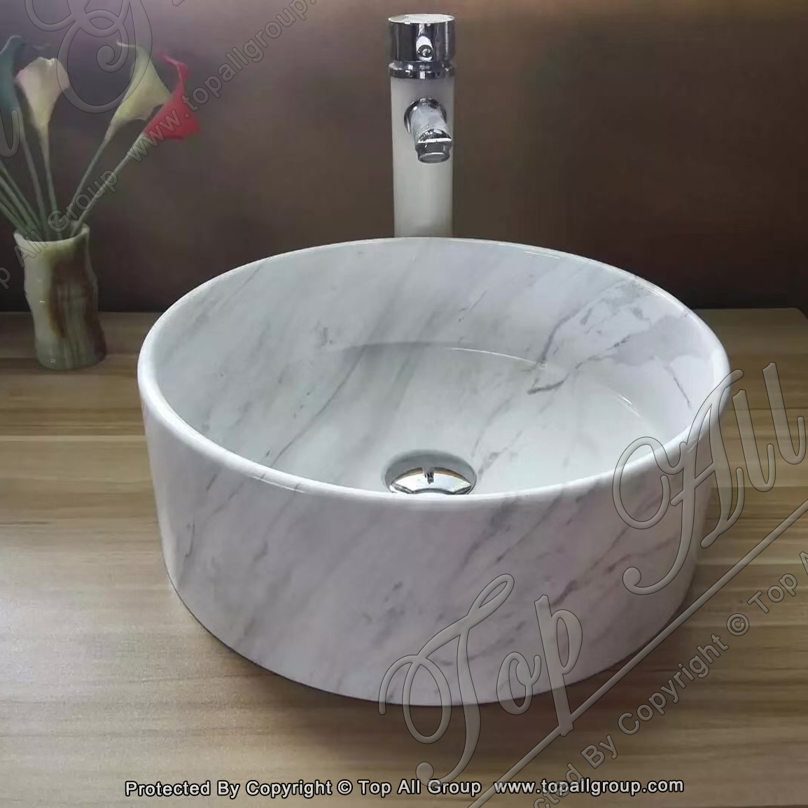 Natural marble Round Shape wash basin