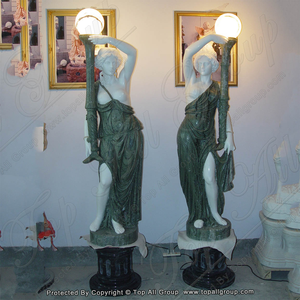 Leading Manufacturer for Black Onyx Floor -
 Natural marble life size women statues lamp TALP-006 – Top All Group