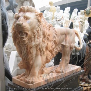 Tượng động vật bằng đá cẩm thạch tự nhiên Tượng sư tử điêu khắc TAAS-040