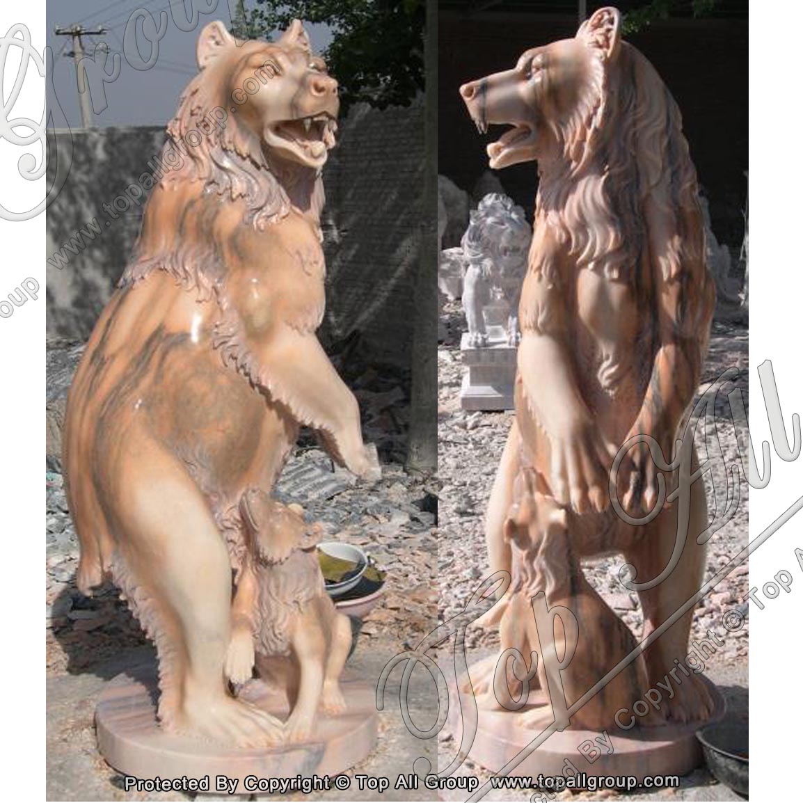 Nature Stone Marble Animal Statue Wolf Sculpture