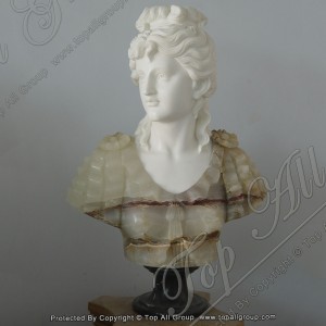 Nature White Marble with Onyx Bust Statue TABS-073
