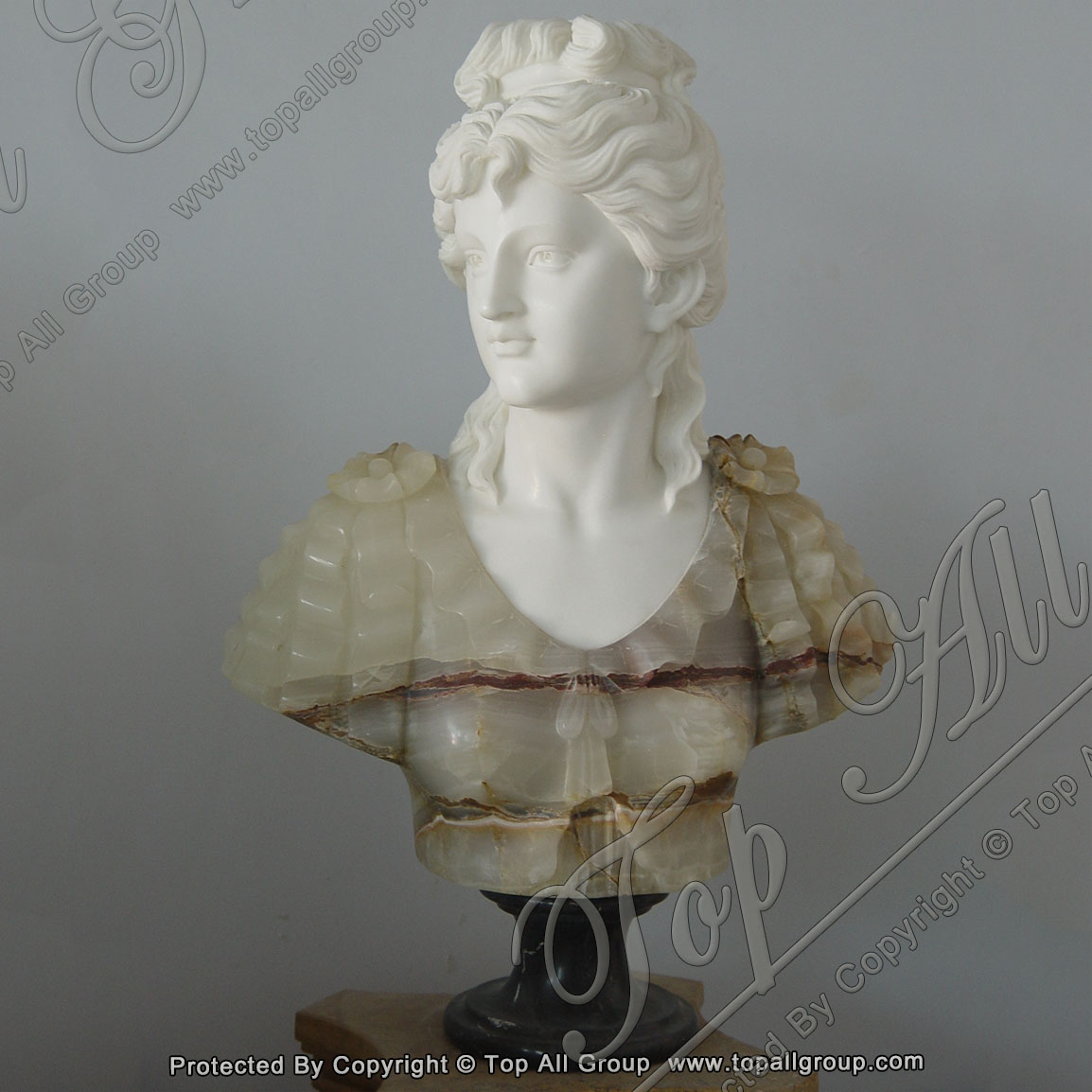 Nature White Marble with Onxy Bust Statue