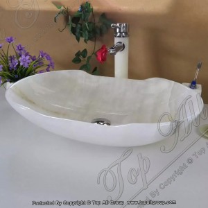 White Onyx Egg Shape Washing Basin TASS-038