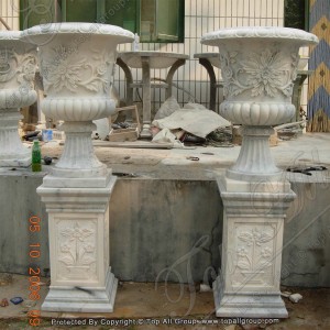 Nature white marble flower pot TAFV-011