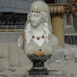 Onyx with white marble girl bust statue TABS-024