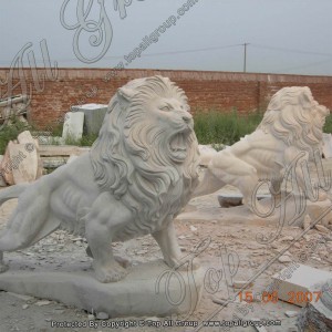 Outdoor garden white marble lion statue TAAS-023