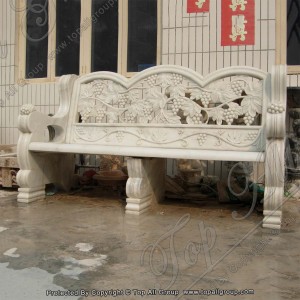 Outdoor Garden Furniture Hand Carved White Natural Marble Bench TAMB-002