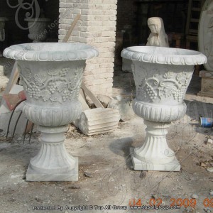 Outdoor Garden Marble Planters White Round TAFV-033