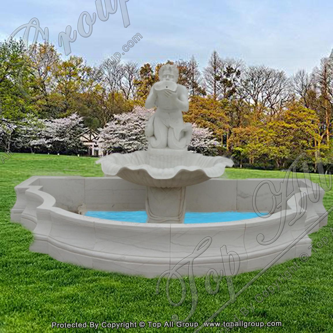 Outdoor Large Custom Made Marble Water Fountain with Western Figure Statue