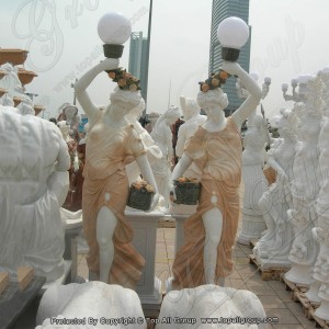 Escultura de llums de marbre tallada a mà de pedra a l'aire lliure en venda TALP-025